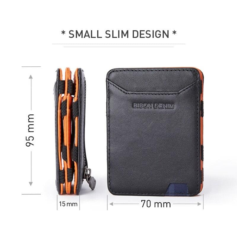 Mini Carteira Bison Denim Slim Couro Legítimo Original Magic